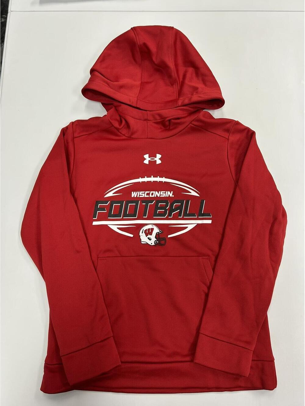 Youth Under Armour Wisconsin Football Red Hoodie Sweatshirt